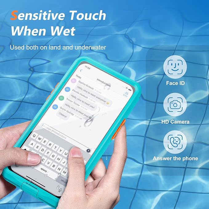 Mitywah Waterproof Case for iPhone, Underwater Snorkeling Diving Phone Case for iPhone 15PM 14PM 13PM 12PM /15PLUS 14PLUS, HD Underwater Photography Snorkeling Case Travel Essentials Blue Green