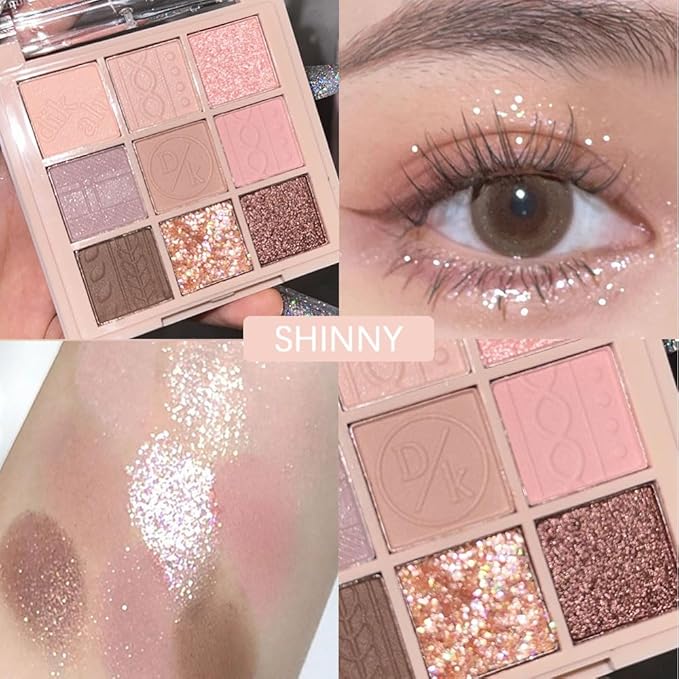 9 Colors Nude Champagne Gold Matte Shimmer Eyeshadow Palette for Eye Makeup,High Pigmented Brown Eye Shadow Primers Powder Palet de sombras de ojos-16#