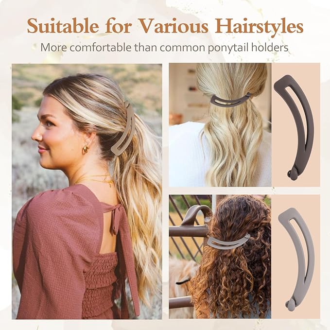6 PCS Banana Hair Clips, Brown Banana Clips for Women Girls, Large Claw Clips for Thick Thin Hair, 4.72 In Hair Clips for Ponytail Holders, Women Hair Accessories Gifts, Fretwork