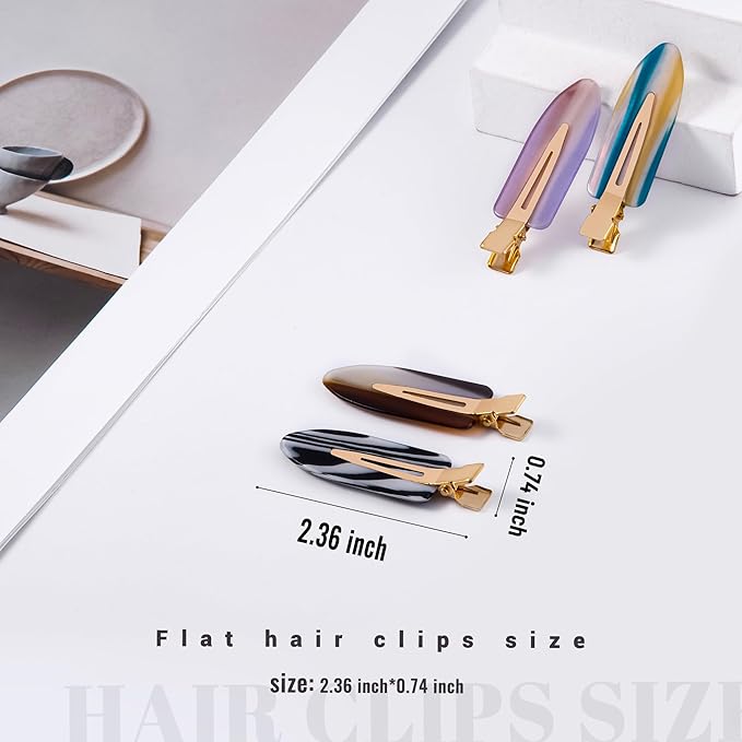 No Crease Creaseless No Bend Hair Clips For Styling Non Slip Flat Clips For Makeup Hair Accessories For Women,Mix Color,12 PCS