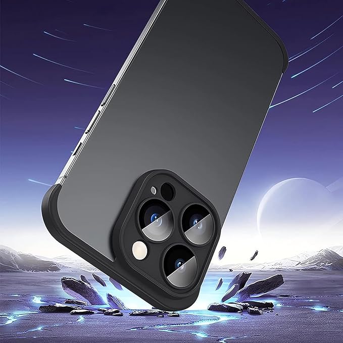 for iPhone 16 Pro Max Frameless Bumper Case with Camera Lens Protector, Slim Fit No Back No Frame Design TPU Bumper Compatible with MagSafe Excellent Heat Dissipation Minimalist (Black)