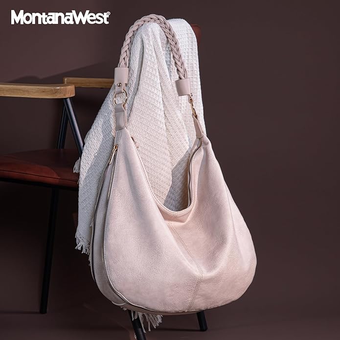 Montana West Large Hobo Bags for Women Slouchy Shoulder Purse Handbag with Zipper and Woven Handle