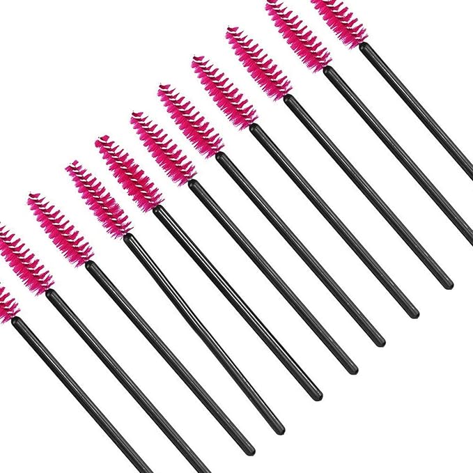 100PCS Disposable Eyelash Mascara Brushes for Eye Lashes Extension Eyebrow and Makeup(Rose)