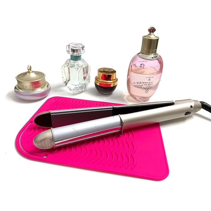 Heat Resistant Mat for Curling Irons, Hair Straightener, Flat Irons and Hair Styling Tools 9" x 6.5", Pink