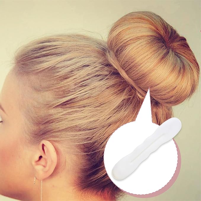2pcs Sponge Hair Bun Maker, Hair Curler Bun Clip with 2 Sizes, Lazy Bun Updo Styling Accessories for Thin Thick Long Straight Curly Hairstyles- White