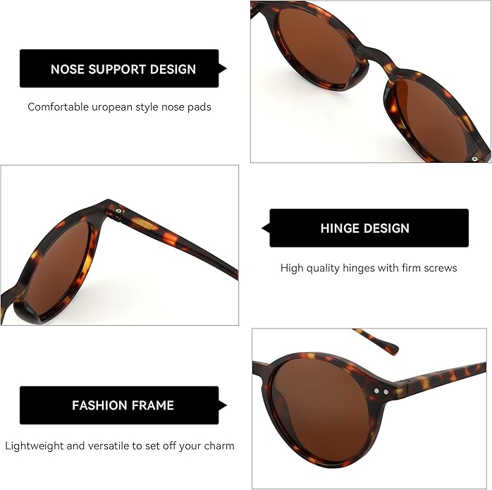 ZENOTTIC Polarized Round Sunglasses, Stylish Sunglasses for Men and Women Retro Classic, Multi-Style Selection