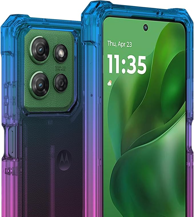 Ailiber for Motorola Moto G Stylus 5G 2025 Case, with Screen Protector, Moto G Stylus 5G 2025 Silicone Phone Case, Shockproof Corners TPU Bumper, Dual Layer Protective Cell Phone Cover-Blue Pink