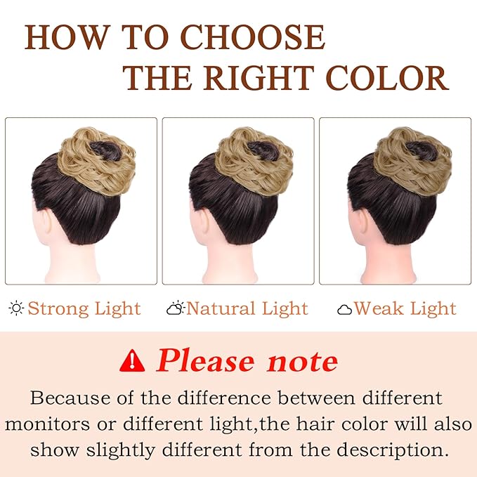 MORICA 1PCS Messy Hair Bun Hair Scrunchies Extension Curly Wavy Messy Bun Hair Synthetic Chignon Hairpieces for Women(24(Natural Blonde))