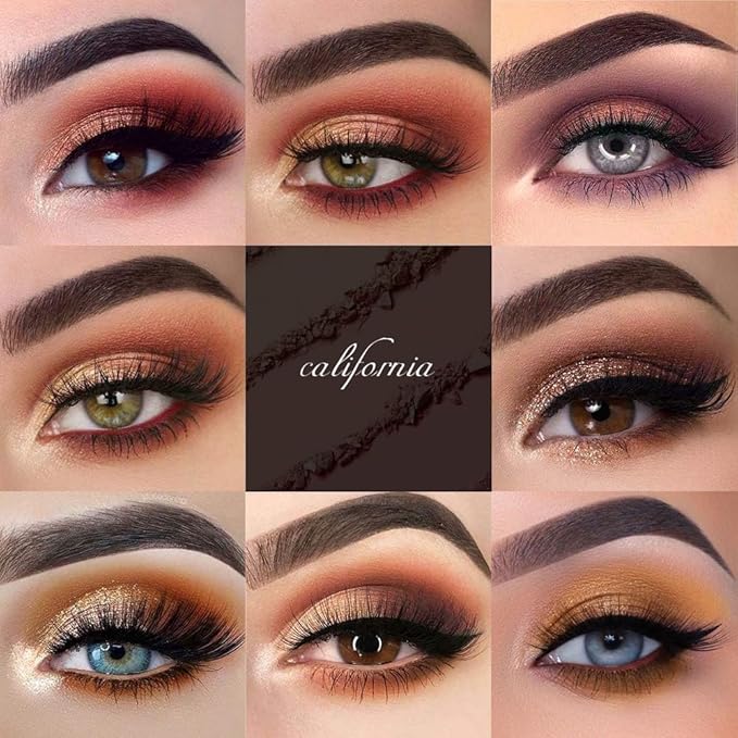 Sixteen Color Matte Shimmer Eyeshadow Makeup Palette, Nude Rose red Brown Purple Coffee Yellow 16 Color Series, Daily Life & Prom Velvety Matte Glitter Finish Eye Makeup Looks, Vegan & Cruelty-Free