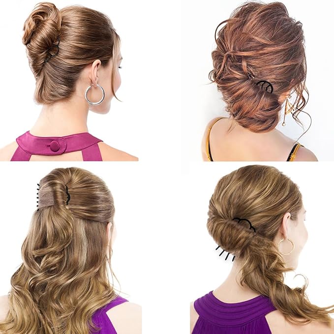 6 Piece Metal Hair Side Combs & Forks, U Shape for Vintage Updo Bun Hairstyles, Hair Accessories (4 Styles)