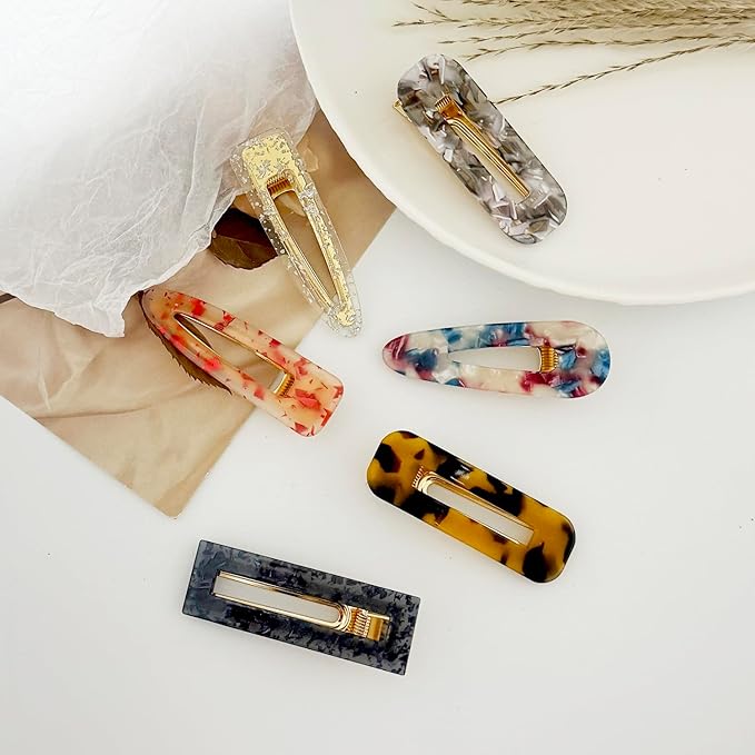 12 Pieces Acrylic Resin Marble Hair Clips Set, Decorative Pearls Hair Barrettes Sweet Decorative Bobby Pins Hairpin Headwear Hair Accessories Headwear for Women and GirlsâŚ