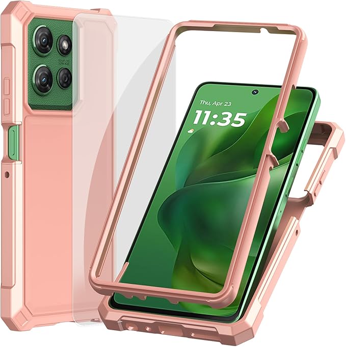 Ailiber for Motorola Moto G Stylus 5G 2025 Case with Screen Protector, Motorola G Stylus 2025 Dual Layer Phone Case, Shockproof Corners TPU Bumper, Slim Silicone, Rugged Cell Cover Cover-Rose Gold