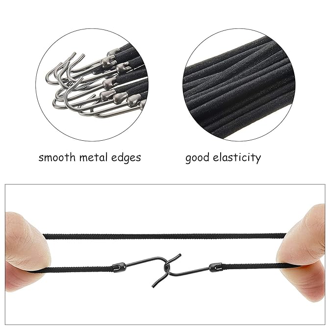 15 Pieces Elastic Hook Hair Tie Styling Ponytail Holder Hooks Cord for Curly Long Hair(Black)