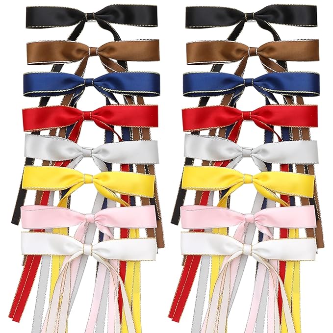 16 PCS Hair Bows for Women,Ribbon Hair Bows With Long Tail,Hair bow clips Hair Barrettes for Women Accessories