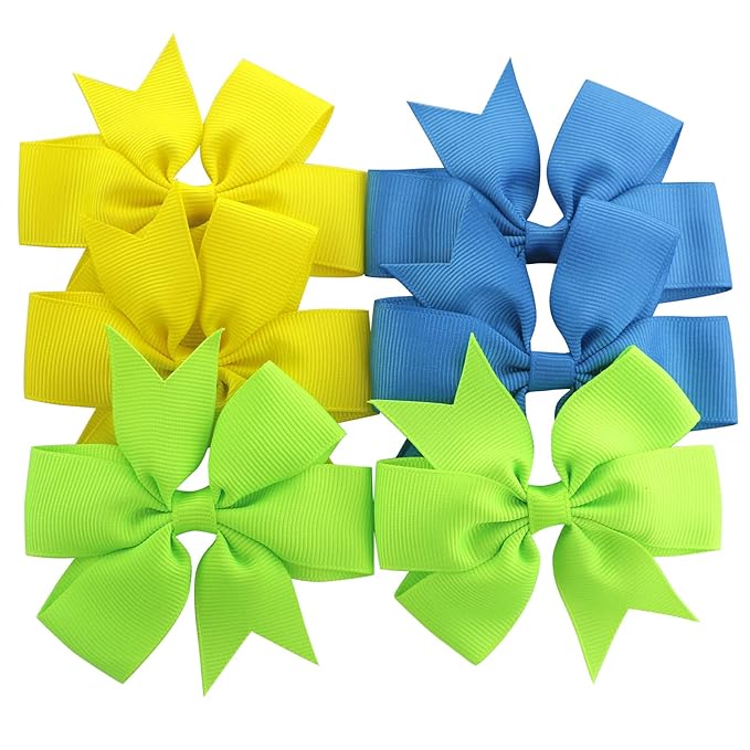 120PCS 3inch Grosgrain Ribbon Pinwheel Hair Bows Boutique Bows Alligator Clips For Girls Toddlers Teens(60Colorsx2)