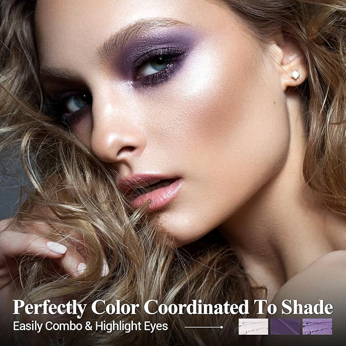 Neutral Eyeshadow Stick Makeup Set, Pink and Purple Metallic Shimmer Matte Cream Eye Shadow Eyeliner Brightener Pencil Crayon - PURPLE MARTINI