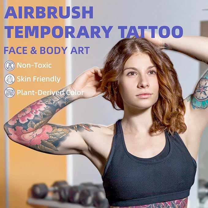 OPHIR Airbrush Body Paint, 12x Tattoo Ink Pigment Set for Temporary Tattoos, Body Colors 1.06oz/Bottle