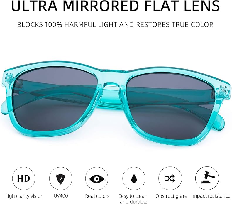 COLOSSEIN Sunglasses Womens,Classic Square Frame UV400 Mirrored Lens,Sunglasses Fit For Beach,Vacation,Driving
