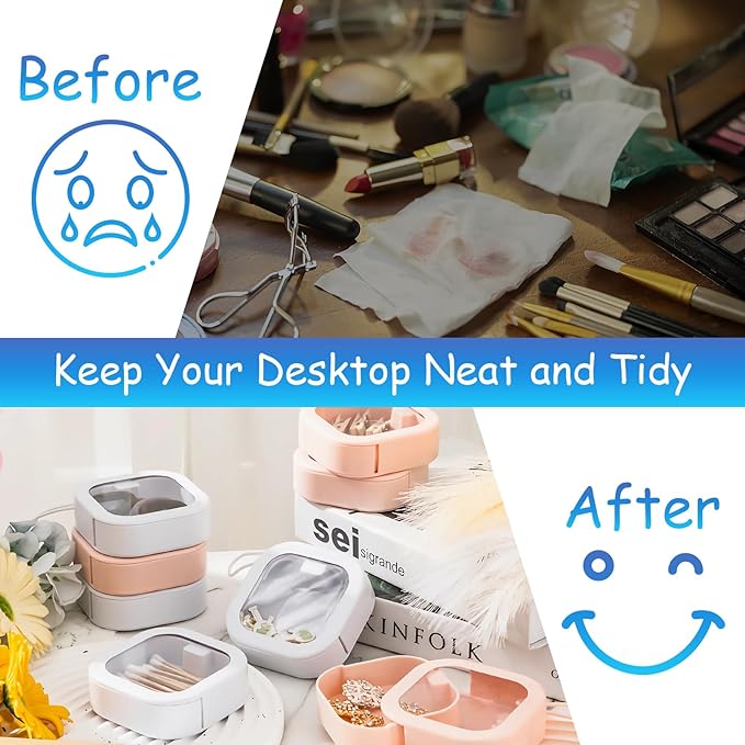 6 Pieces Mini Plasti Storage,Travel Accessories Organizer,for Collecting Small Items, Beads, Jewelry, Business Cards, Game Pieces, Crafts (Pink&White)