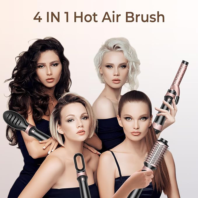 4 in 1 Hair Dryer Brush, Blow Dryer Brush for Hair Styling, Thermal Brush Hot Air Brush and Volumizer with Round Brush Blow Dryer, Hair Straightening Brush, Curling Brush, Hair Styling Tools