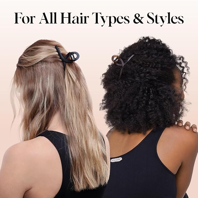 Kitsch Large Hair Clips for Women - Fashionable Loop Hair Claw Clips | Matte Plastic, Easy-Grip | Perfect for Everyday Use & Special Occasions - Tortoise & Black, 2 Pcs