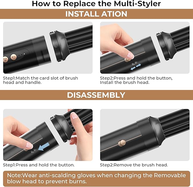 7 in ONE Hair Dryer Brush, Powerful Blow Dryer Brush with Auto- Wrap Curler, Detachable Fast Drying, Volumizing, Curling, Straightening, Ionic Hair Dryer with Diffuser, Hair Styling Tools Storage Case
