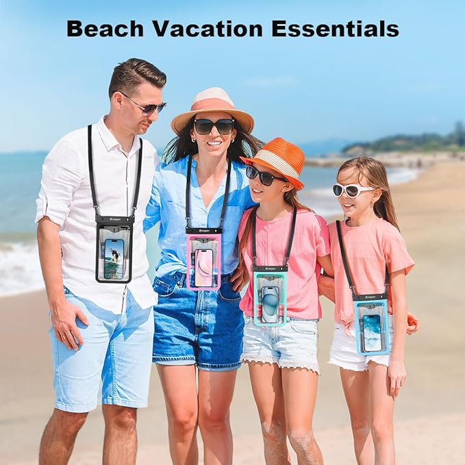 2 Pack Waterproof Phone Pouch - 10in Waterproof Phone Case with Lanyard, IPX8 Cell Phone Dry Bag Beach Cruise Ship Essentials for iPhone 16 15 14 Pro Max, Galaxy S25 S24 Ultra