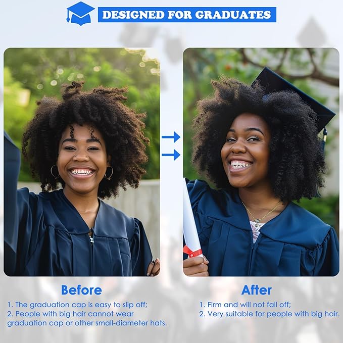 2 Pcs Graduation Cap Headband, Anti-fall Firm Hair Band for Graduation Cap, Hat Insert Accessories for Graduates, Students, Women, Girls