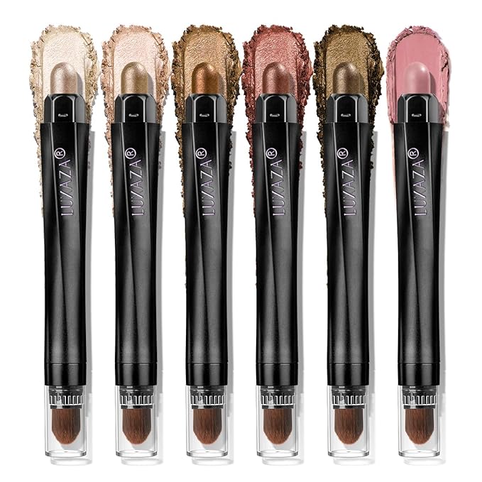 Neutral Eyeshadow Stick Makeup Set, Metallic Shimmer Matte Cream Eye Shadow Eyeliner Brightener Pencil Crayon - BROWN NEUTRAL