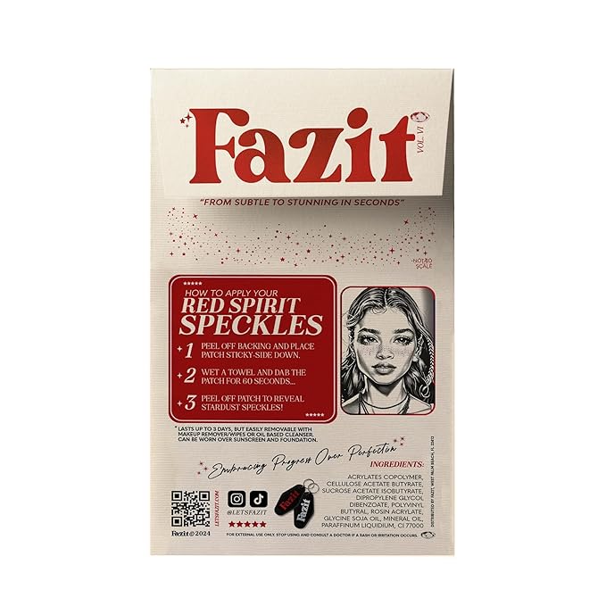 Fazit Beauty Face Makeup Patches - Waterproof Red Speckles - Temporary - 6 Count