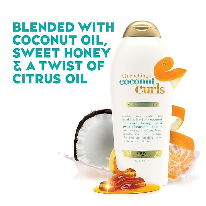 OGX Quenching + Coconut Curls, Moisturizing Shampoo for Curly Hair, Detangling, Curl Enhancing, 25.4 fl oz