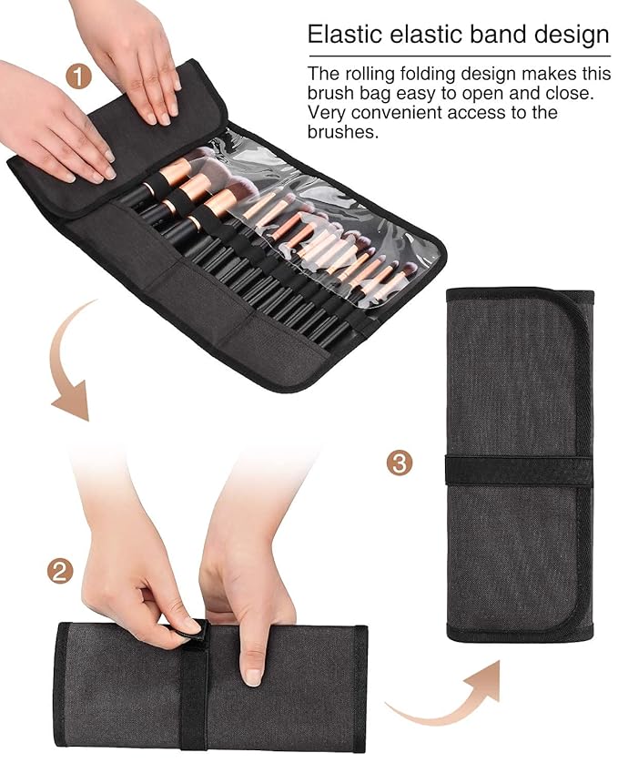 OCHEAL Makeup Brush Holder,Makeup Brush Organizer,Travel Makeup Brushes Bag Cosmetic Bags Pouch for Women Cosmetic Brushes Makeup Artist -Brushes Not included