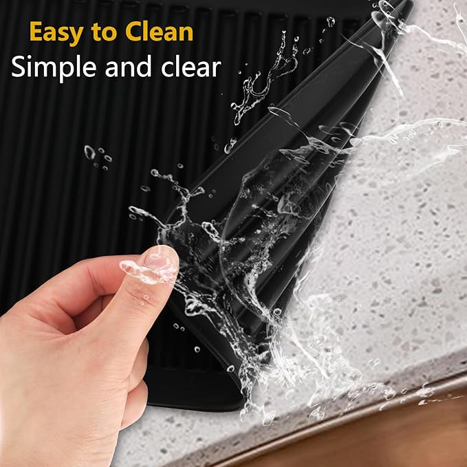 Large Heat-Resistant Mat for Styling Tools - 12"x9" Professional Flat Iron Mat, Travel Silicone Mat for Curling Irons, Hair Straighteners, Blow Dryers, and Salon Appliances, Black