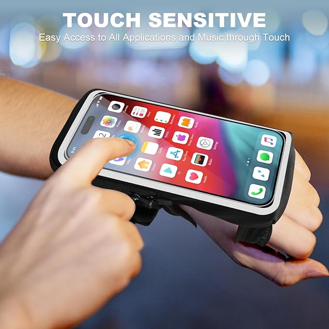 Phone Holder for Running, Wristband Frearm Band for iPhone Pro Max Plus SE (16/15/14/13/12/11/X/XR) Galaxy S24/S23/S22/S21, Waterproof Running Accessories with Adjustable Strap & Card Slot