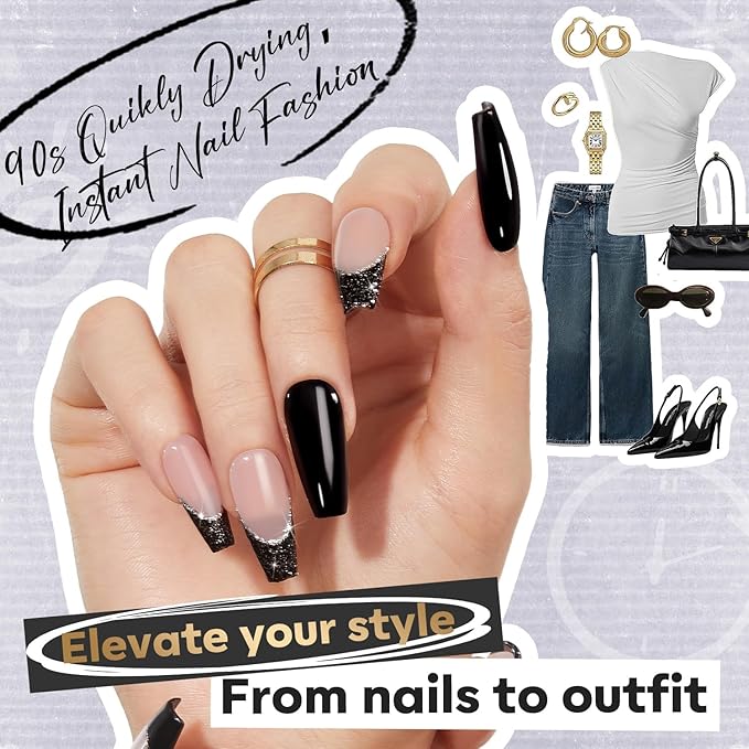 modelones Nail Polish Set, 6 Colors White Black Nail Polish with Magnet Glitter Cat Eye Magnetic Non Toxic Quick Dry Nail Polish Kit Fast Drying Fingernail Polish Salon Home DIY Gifts For Women Girl