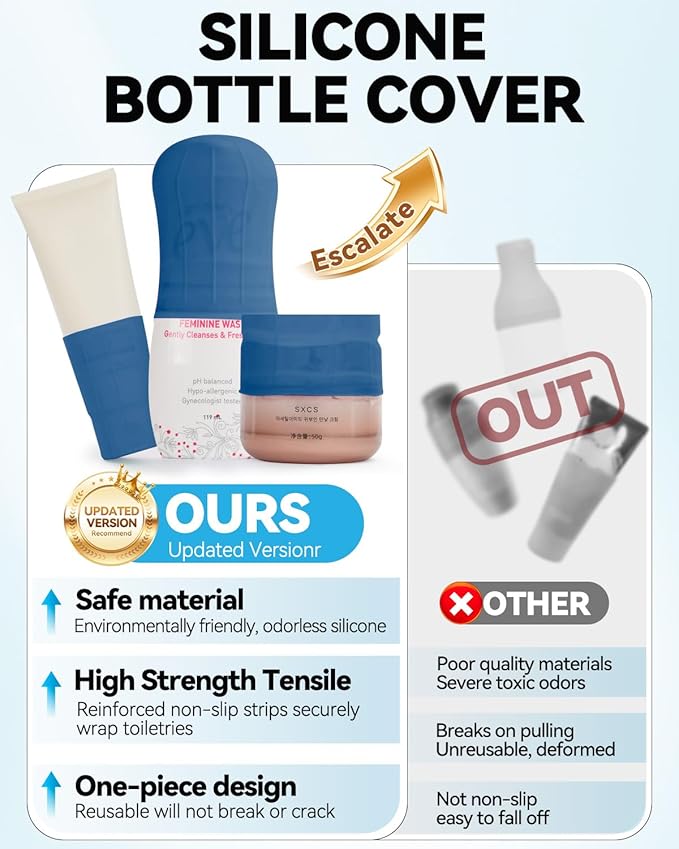 16 Pack Silicone Bottle Cover,Travel Essential for Women Men,Cruise Ship Essentials 2025,Beach Vacation Essentials,Travel Size Toiletries,Airplane Travels Accessories Elastic Sleeve for Leak Proofing