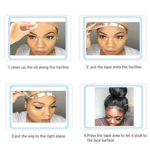 40pcs Wig Tape for Wigs Double Sided Waterproof Lace Wigs Adhesive, Tapes Strips for Lace Front Wig Toupee, Hairpiece Wig Tapes Wig Tape for Hair Extension with Wax Stick Edge Control Wax