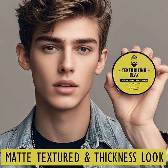 Hair Clay For Men, Extreme Hold & Matte Finish Molding Hair Styling Products, 24 Hours Hold and Easy Wash Hair Wax Paste, No-greasy Formula, Volumizing & Texturizing Men's Hair Clay Paste