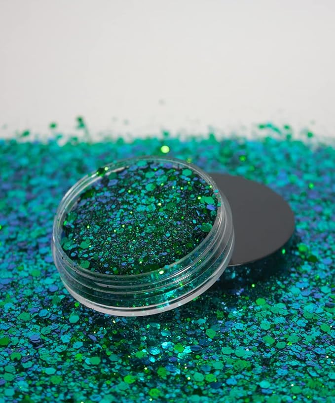 KARIZMA Poison Ivy Body Glitter. 10g Chunky Face Glitter, Hair Glitter, Eye Glitter and Body Glitter for Women. Rave Glitter, Festival Accessories, Cosmetic Glitter Makeup. Loose Glitter Set