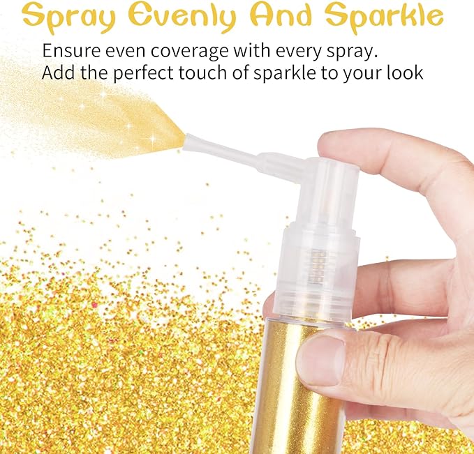 MEICOLY Gold Hair and Body Glitter Spray,Shinny Sparkle Glitter Spray for Clothes,Loose Shimmer Hairspray for Festival Rave Makeup/Stage Performance,Lightweight,25g/0.88OZ