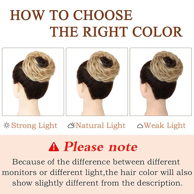 MORICA 1PCS Messy Hair Bun Hair Scrunchies Extension Curly Wavy Messy Bun Hair Synthetic Chignon Hairpieces for Women(22H613(Dirty Blonde))