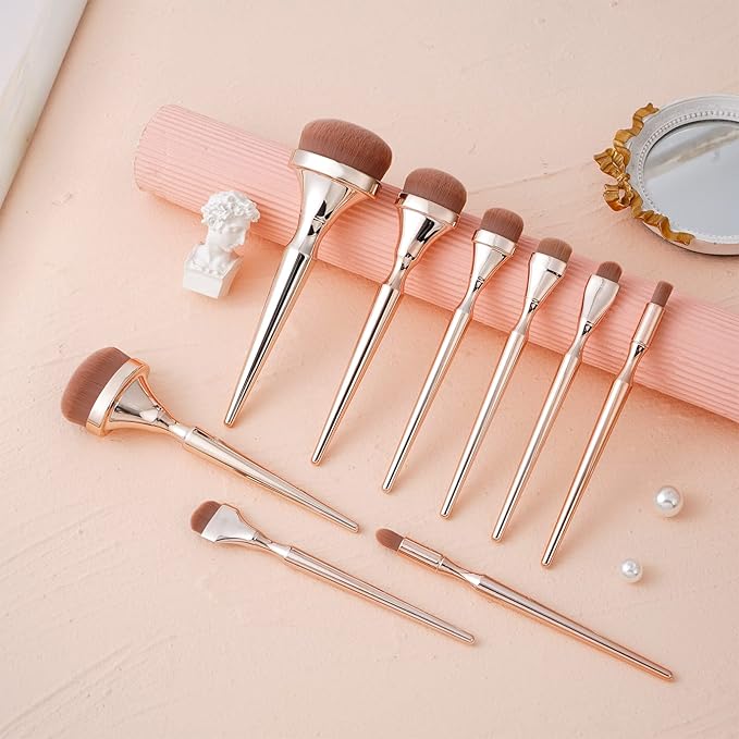 Makeup Brushes Set Makeup Foundation Brush Advanced Foundation Blush Contour Foundation Concealer Eye Shadow Brush Makeup Set (Rose Gold)