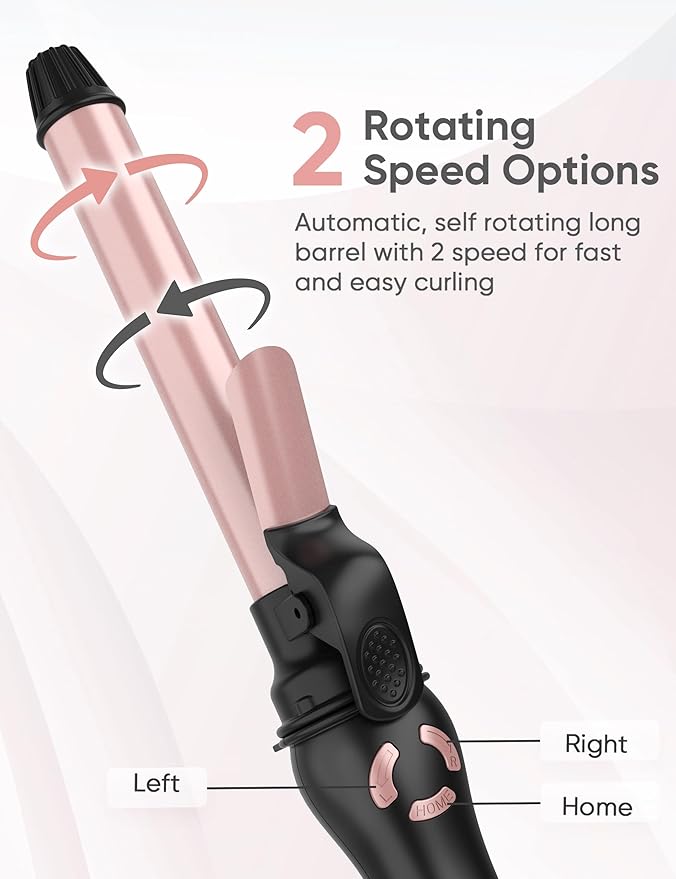 New Version Lanvier Rotating Curling Iron 1 Inch Automatic Curling Wand for Waves; Tourmaline Ceramic Self Curler with 2 Rotating Speed, 11 Adjustable Temperature & Dual Voltage for Worldwide Use