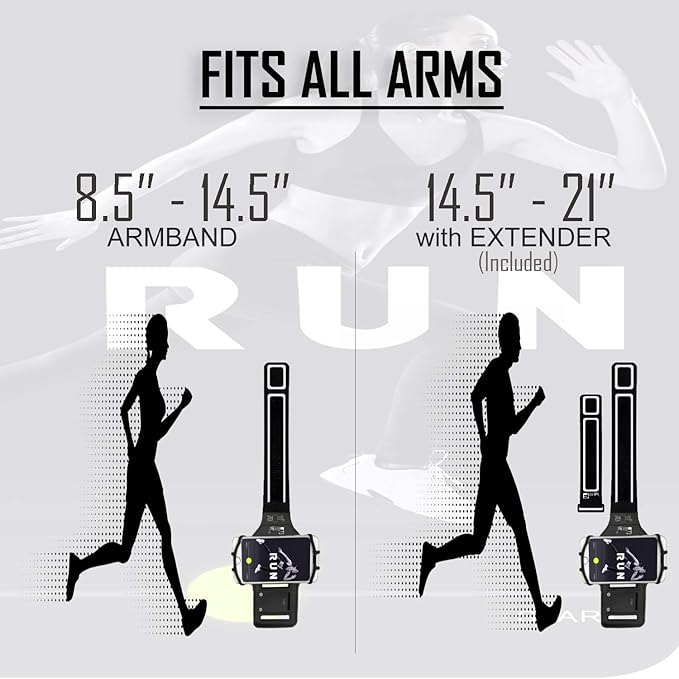 RevereSport Universal iPhone Running Armband (16/15/14/13/12/11/10/X/XR/SE/Plus/Max/Pro). Phone Holder Case
