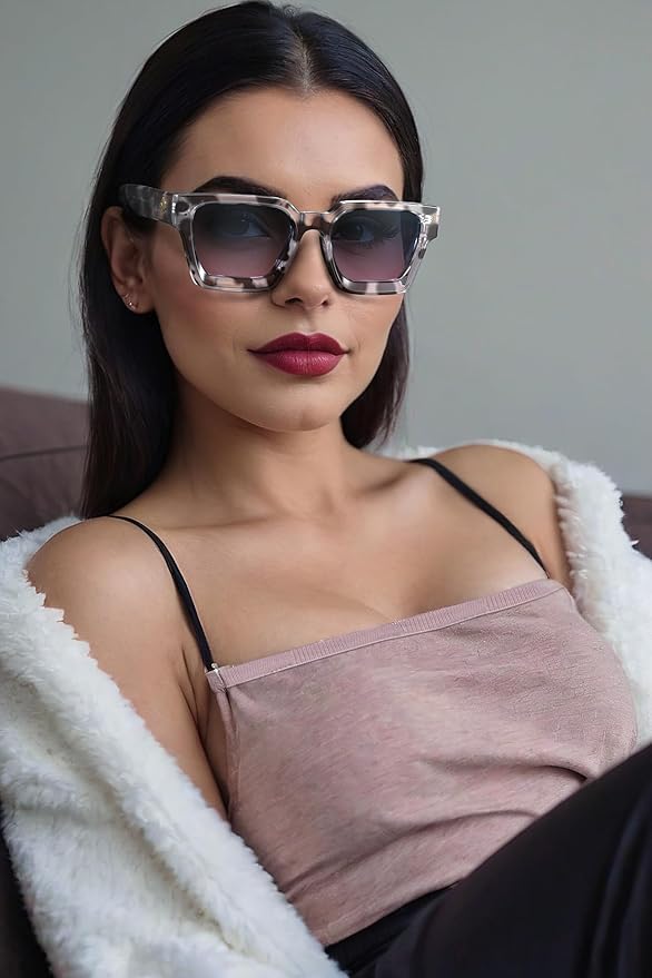 VISOONE Fashion 100% UV400 Protection Rectangle TR90 Y2K Sunglasses Accessories for Women Men RIVER
