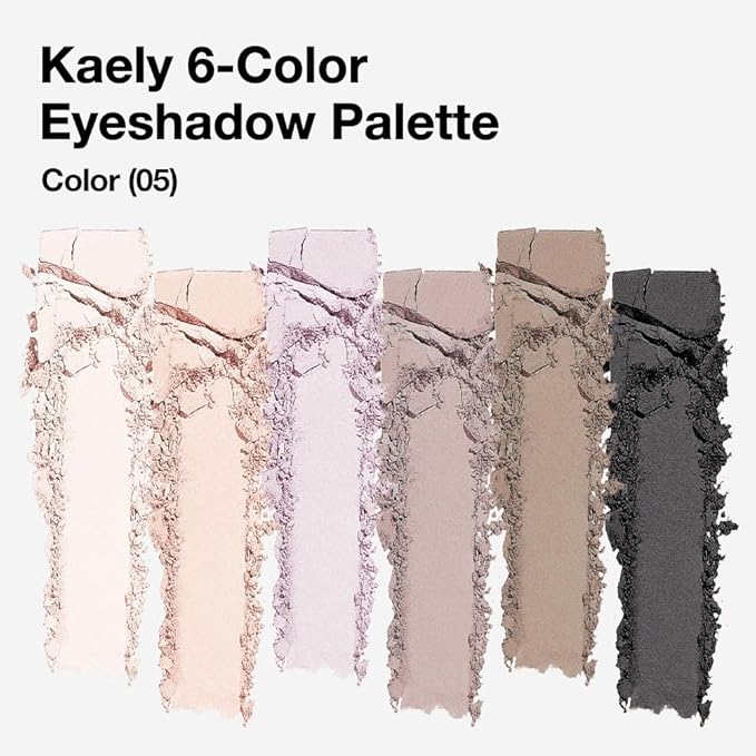 6 Color Eyeshadow Makeup Palette, 6 Light Nude Dark Nude Brown & Purple Dark Brown Black Eyeshadows Palette, Everyday Matte Finish Eye Makeup Looks, Travel Friendly Size, Built-in Mirror 05#