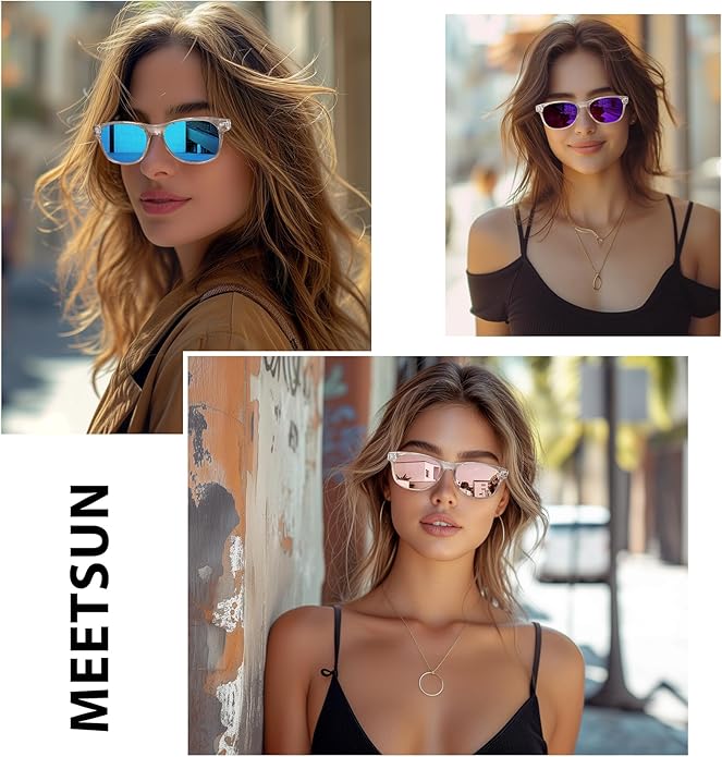 MEETSUN Classic Polarized Sunglasses for Women Men Trendy Retro Sun Glasses for Driving UV Protection (3 Pack)