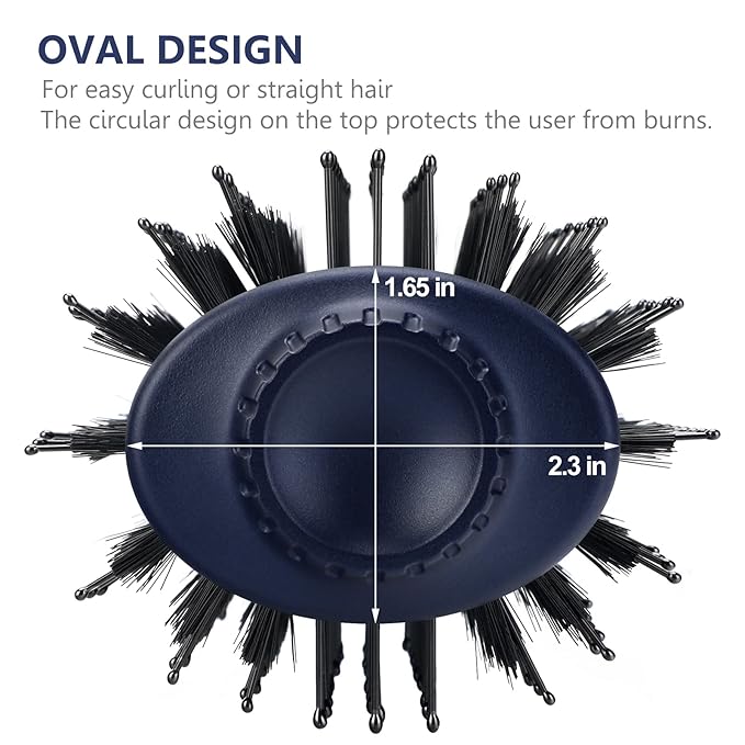 One Step Hair Dryer & Volumizing Brush, Aima Beauty Hair Styling Tool - Ceramic Straightener, Curler, Hot Air Styler & Ionic Salon Brush, Prussian Blue