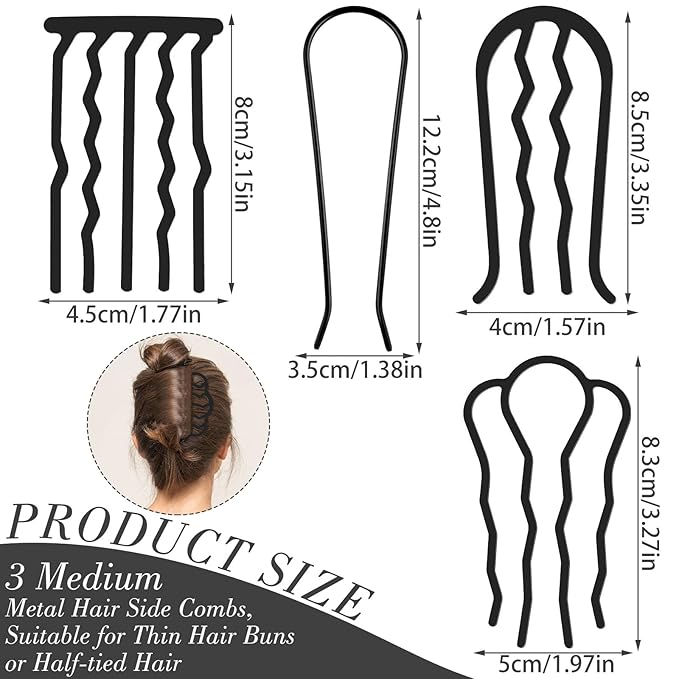 8 Piece U-Shape Hair Combs for Women's French Twist Updo and Bun Vintage Styling, 5 Style