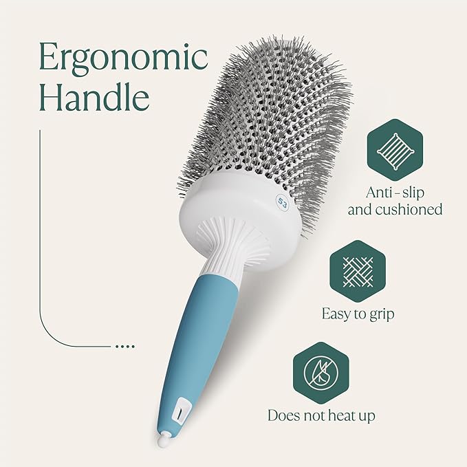 Large Round Brushing Brush - Ceramic Ionic Hair Brush for Precise and Elegant Salon - Professional Brushing Brush for Women and Men - 53 mm